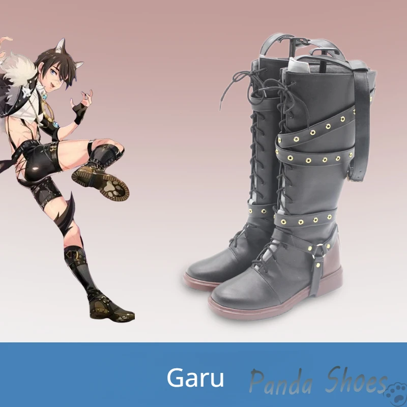 Nu Carnival Garu Sapatos Cosplay, Anime Game Cos Preto Botas Longas, Halloween Costume Prop