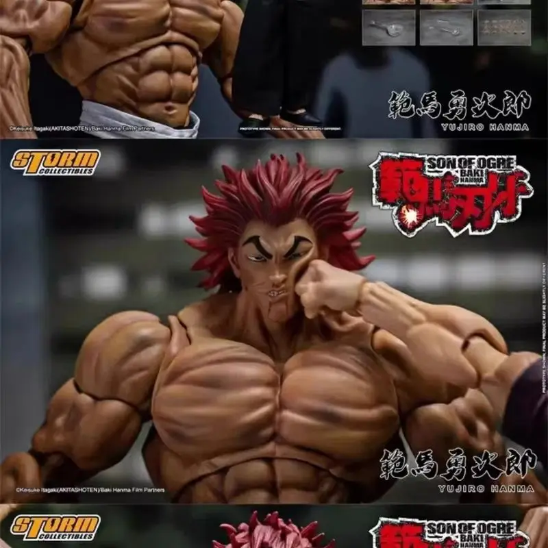 

2025 New-Hot Manga：Baki—Battle Damage Edition Yojiro Hanma Action Figure Model 4-Head Interchangeable Surprise Gift