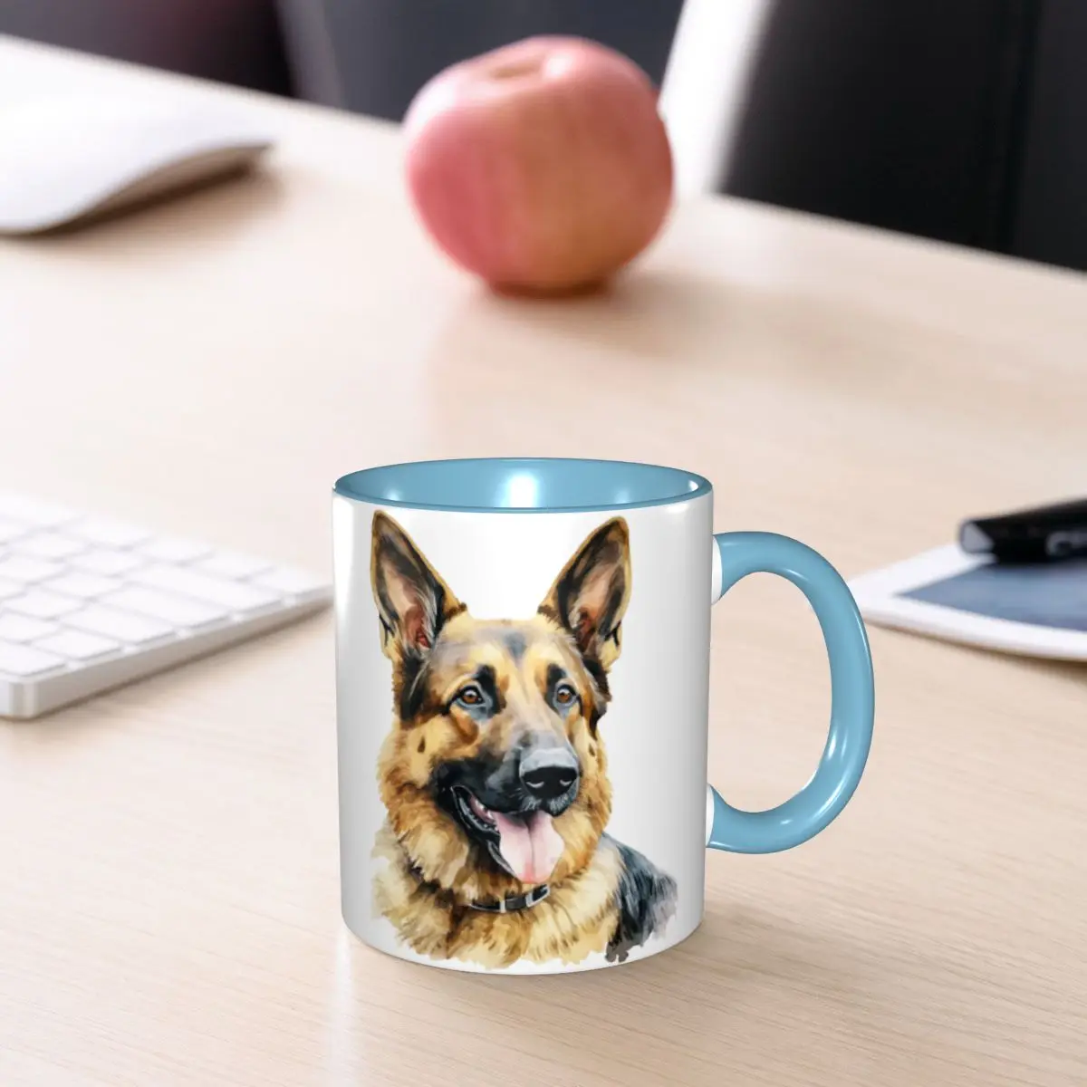 Watercolor German Shepherd Mug Funny Ceramic Coffee Cups Tea Mugs Milk Cup Drinkware Gifts for Friends