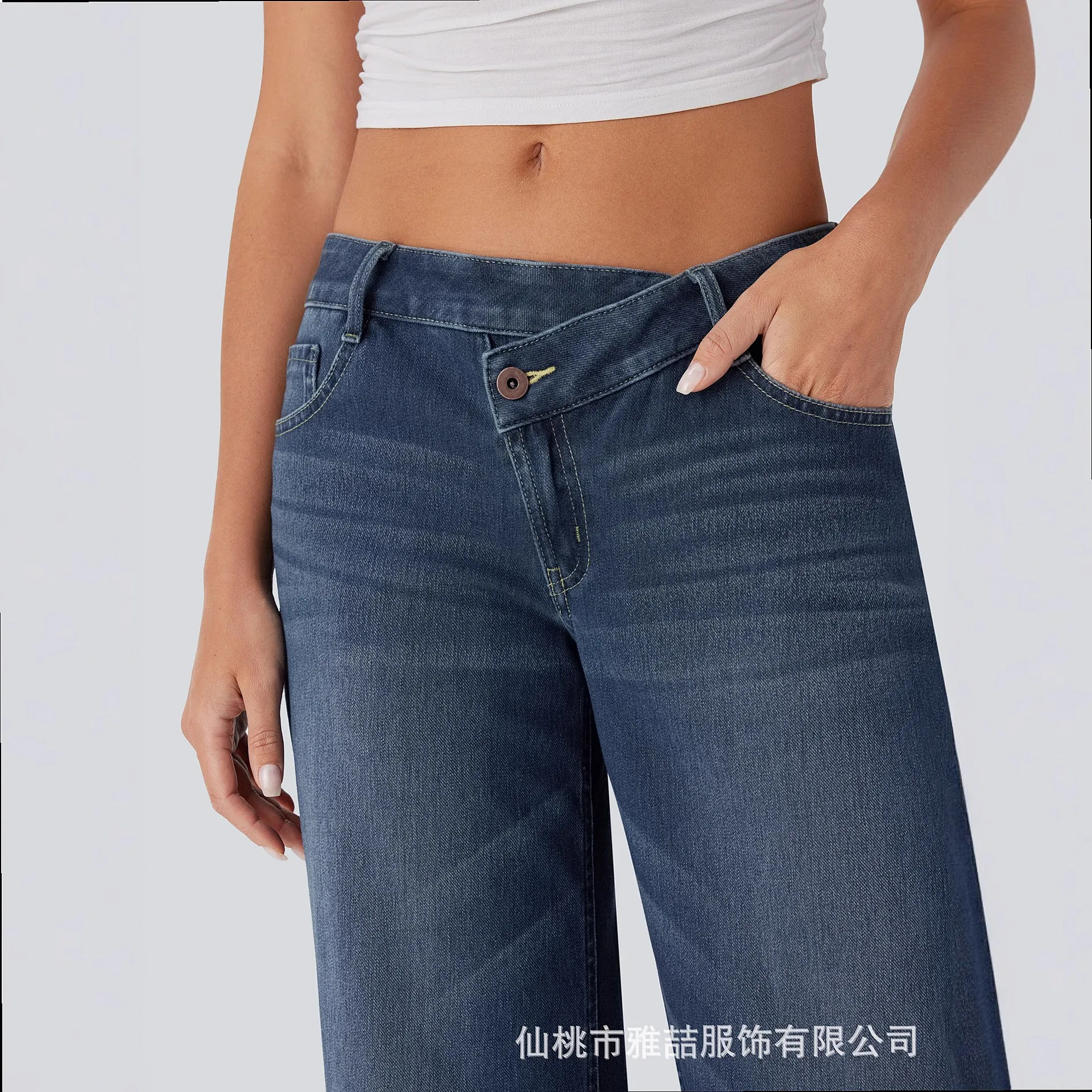 Jean Asymmetric Low Rise Baggy Jeans Casual Loose Fit Denim Pants Spring Summer