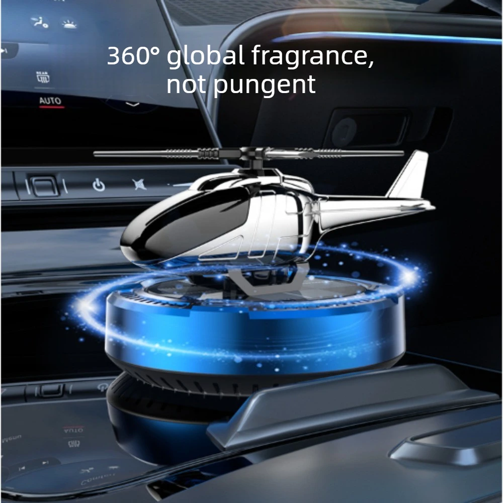 1PC Car Solar Powered Aromatherapy Helicopter Aircraft Deodorize MINI Ornament Car Decor Perfume Diffuser Interior Accessories