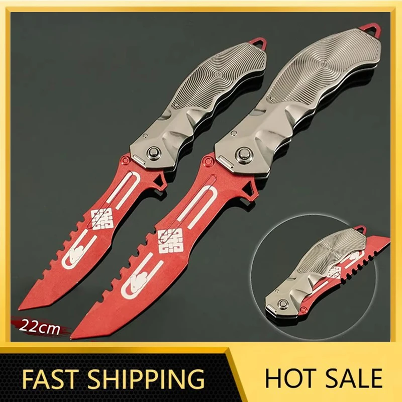 27cm 토끼 접이식 칼 게임 ARENA 브레이크 아웃: INFINTE 모든 금속 모델 복제 소품 군사 Tainning 칼 안전 블레이드 완구