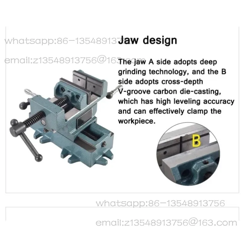 Heavy-Duty Precision Cross-Nose Pliers Bench Vise Drilling Variable Milling Machine Two-Way Movable Vise Table 3 /4 inch Spot