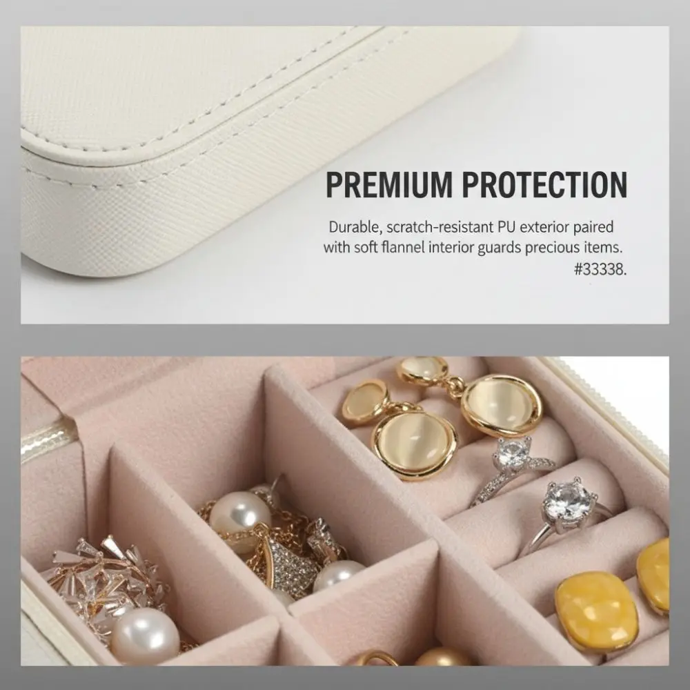 Exquisite Travel Jewelry Case PU Multi-compartment Portable Jewelry Box Black White Jewellery Storage Holder Outdoor Travel