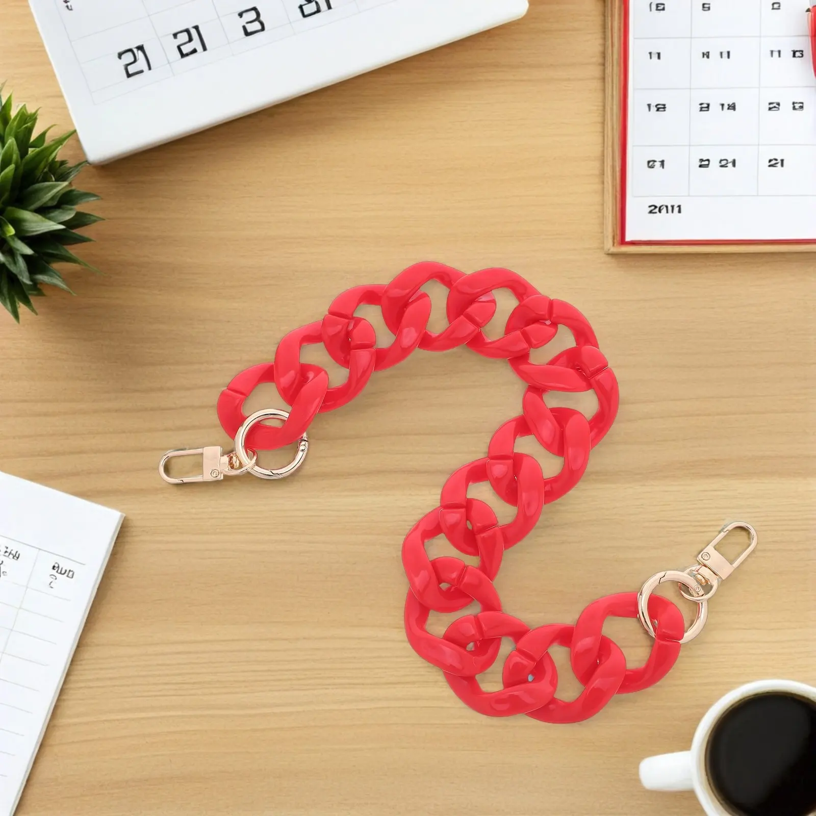

Adjustable Acrylic Handbag Chain Strap for Purse Wallet Clutch Replacement Wide Flat Decorative Chain with Clips DIY Fashion