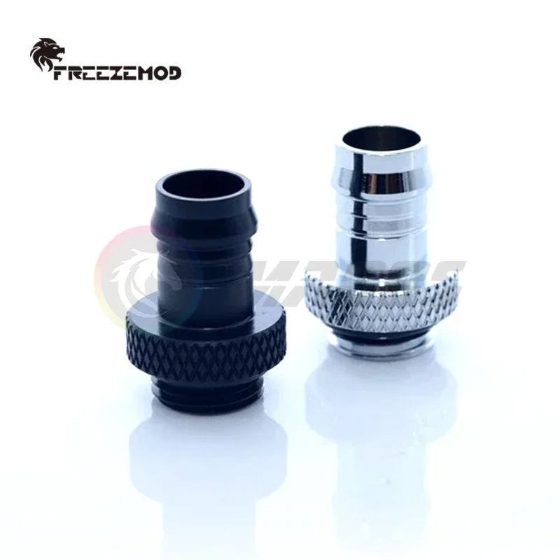 Freezemod PC Cooling Barb Hose Fitting for 9.5*12.7mm Flexible Tubing Hand Twisted Pagoda,Black/Silver ,HBT-B3L