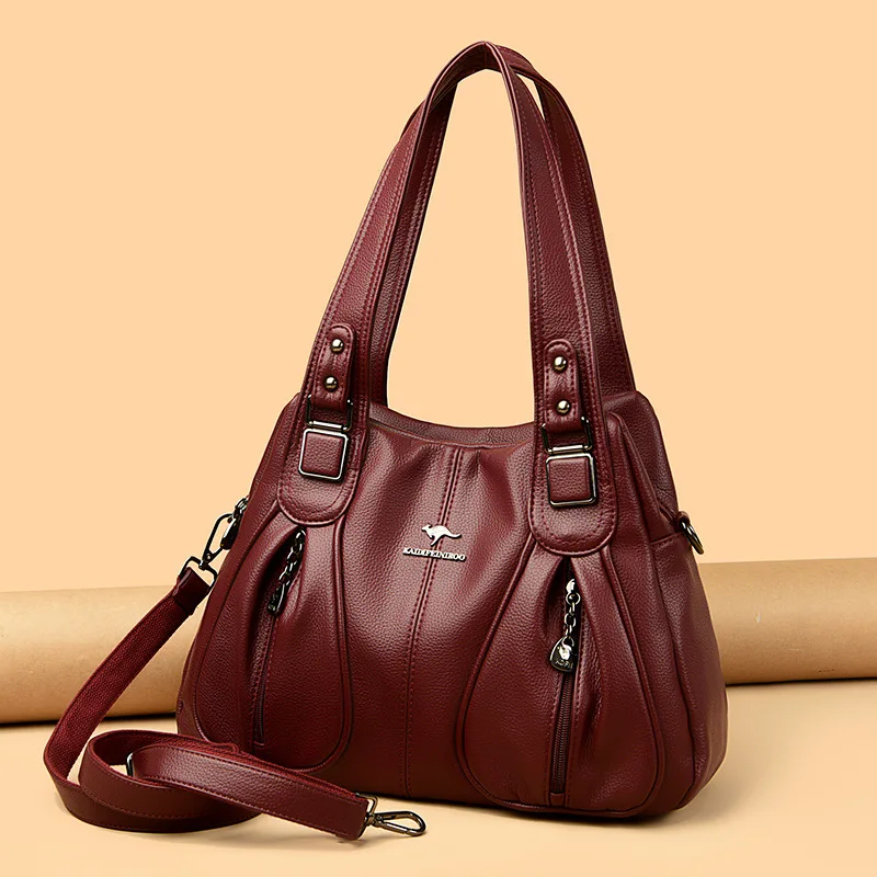 

Large Capacity Leather Crossbody Bags, Vintage Women's Shoulder Bag, Fashionable Multi Compartment Commuting Handbag