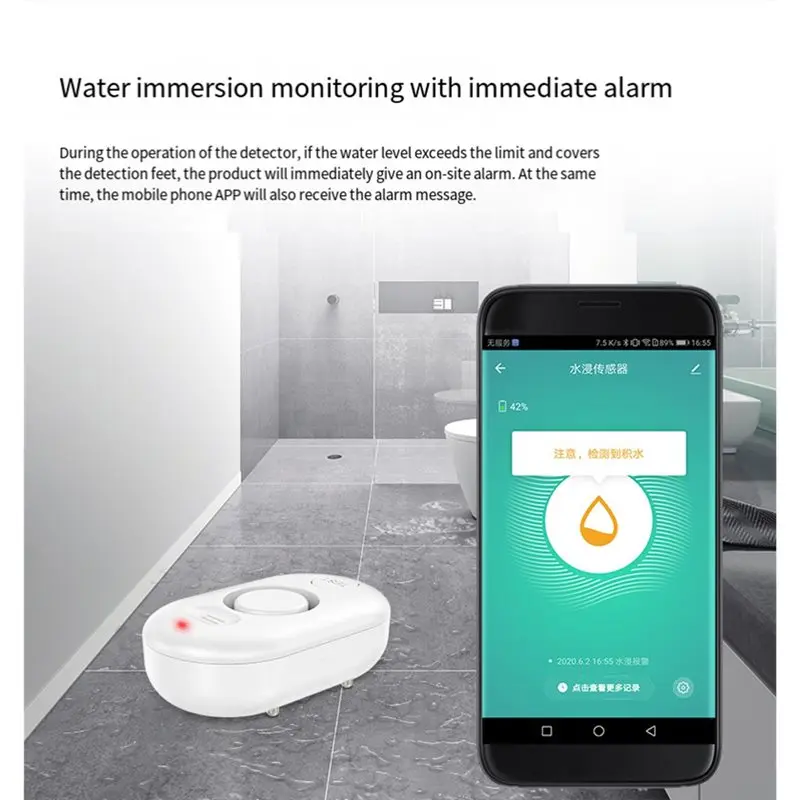 AFOURT-2Pcs Water Leak Detector Sensor Alarm, Home Water Flooding Monitor Leakage Drip Detection Warning For Basement Floor