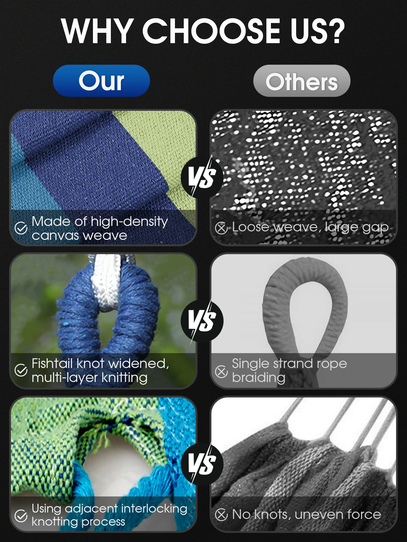 Blue 260 * 75cm outdoor camping hammock with rope, anti rollover canvas hammock, double thick hammock image 5