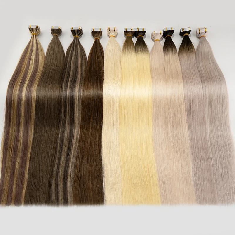 Extensiones de cabello humano 100% Real para mujer, adhesivo Natural suave sin nudos, 18-30 pulgadas, novedoso y colorido