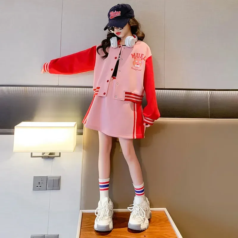 

Girl's Outfits Sport Suits Fall Winter Child Jacket Skirt Sets Jk Student Uniform Tracksuits Kids 8 9 10 11 12 13 14 Years