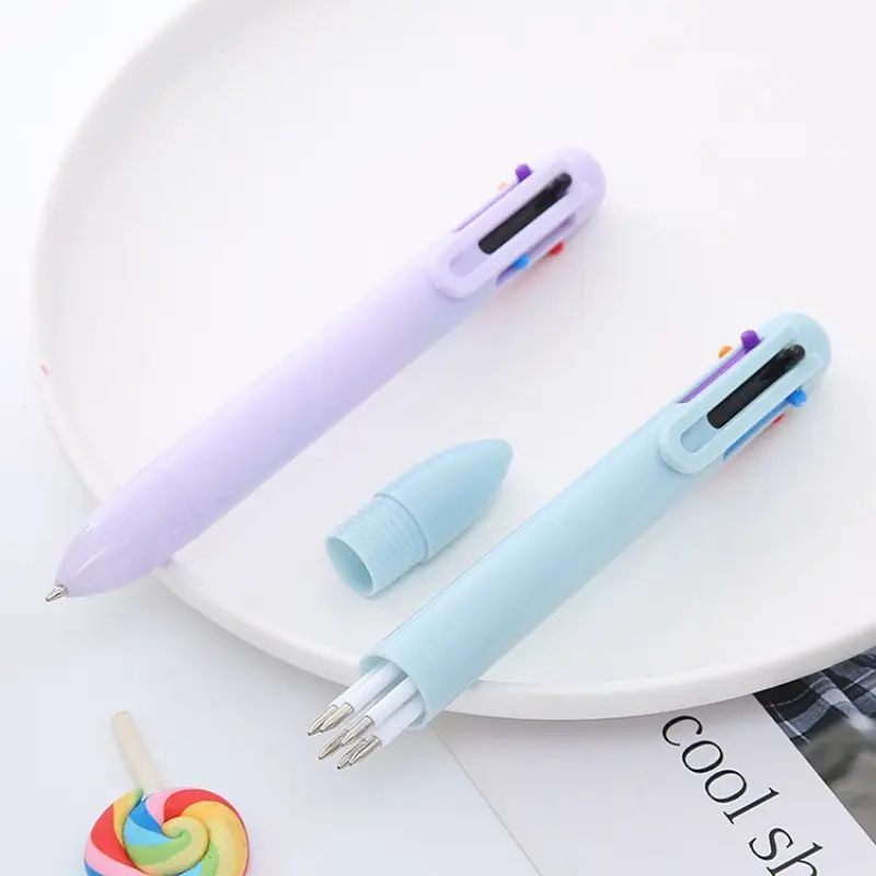 6 Piece Stationery 6 Color Macaron Pens Multicolor Ballpoint Pen Multifunction Creative Kids Pen