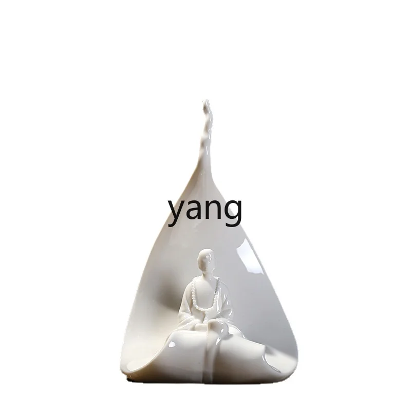 L'm'm Blanc De Chine Sculpture Art Ceramic Chinese Zen Desktop Decoration