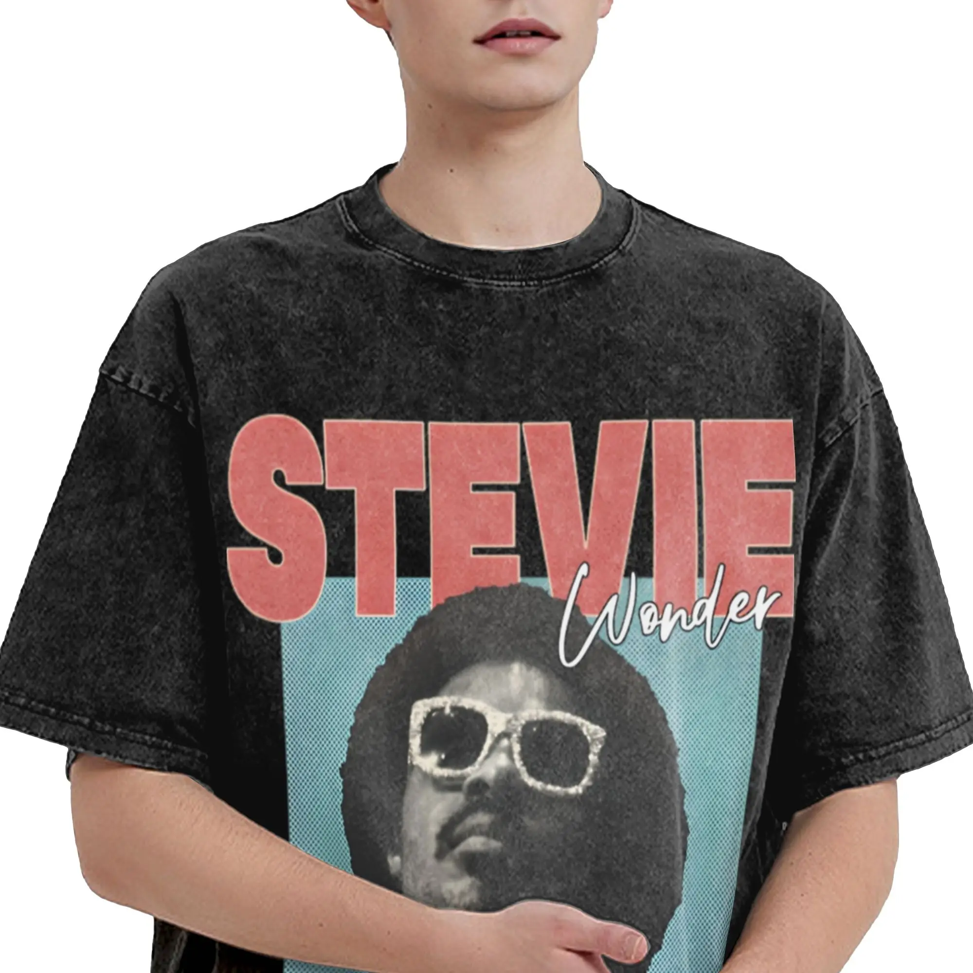 Summer Stevie Wonder Songs in The Key of Life 50th Anniversary Tour  Washed T Shirt Outfit Oversize T-Shirts  for Men Women Tee