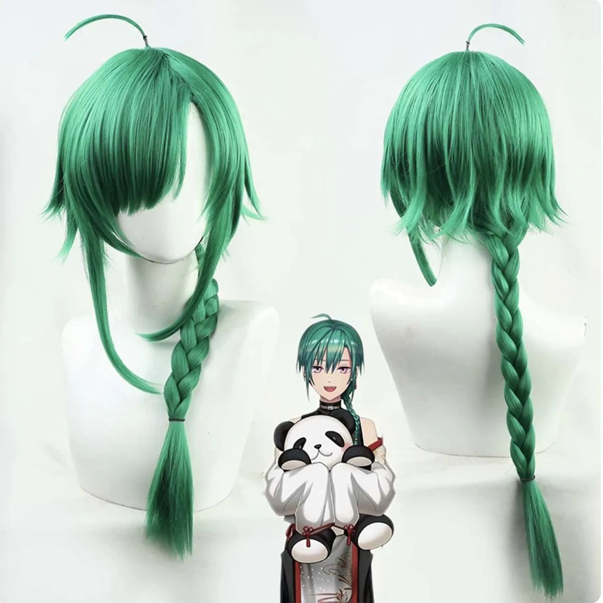 Nijisanji Virtual VTuber Ryushen Cosplay Green Heat Resistant Fiber Wig