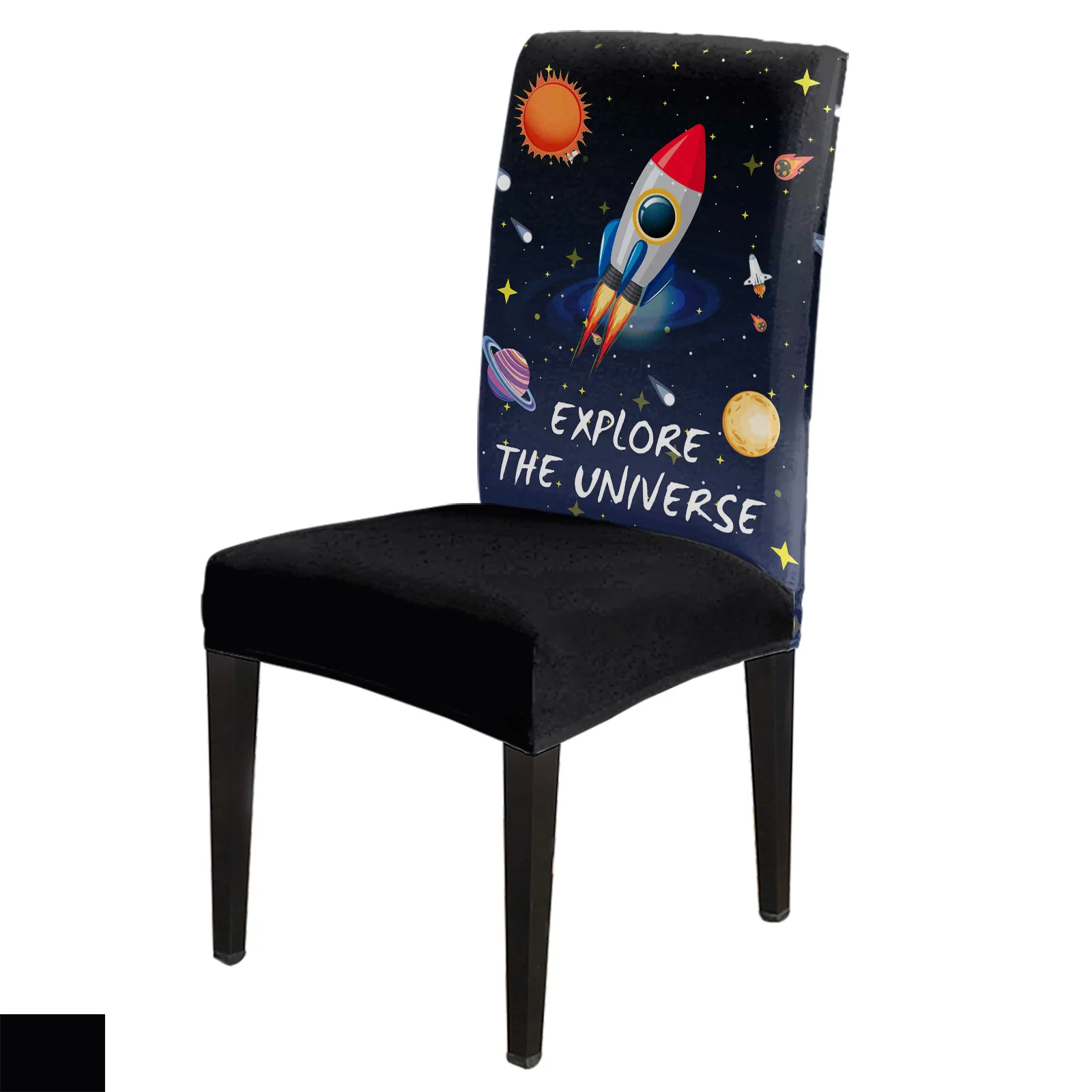 

Space Universe Planet Rocket Dining Chair Cover 4/6/8PCS Spandex Elastic Chair Slipcover Case for Wedding Home Dining Room