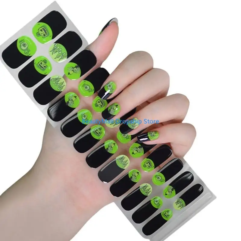 40JD Semi Cured Gels Nails Strips Nails Polish Strips Glow in Dark Full Nails Wraps