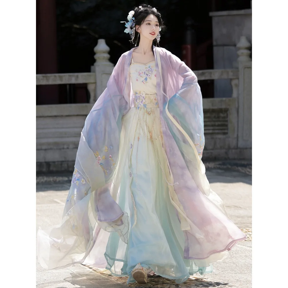 

Женское платье в стиле Тан с градиентным эффектом, с завязками на талии, воздушное, для весны и лета, новинка