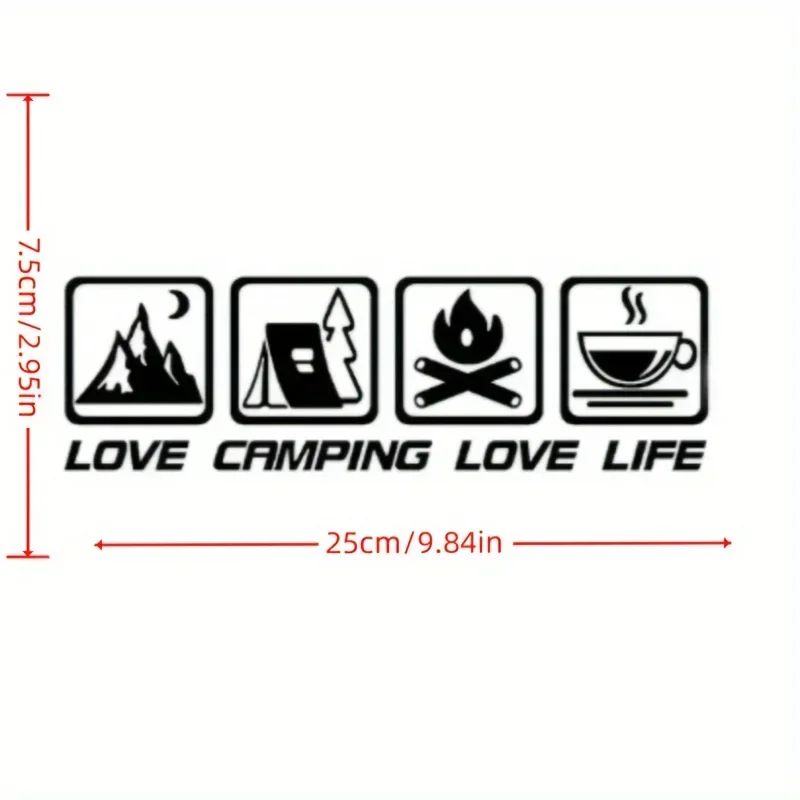 Coffee RV Travel Car Off-Road Camping Car CANPING Car Bonfire Adventure Label Scooter Love Life Sticker