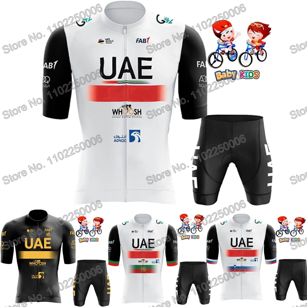 2023 UAE Team Kids Cycling Jersey Set Summer Cycling Clothing Children Road Bike Shirts Suit Short Sleeves Bicycle Bib Shorts