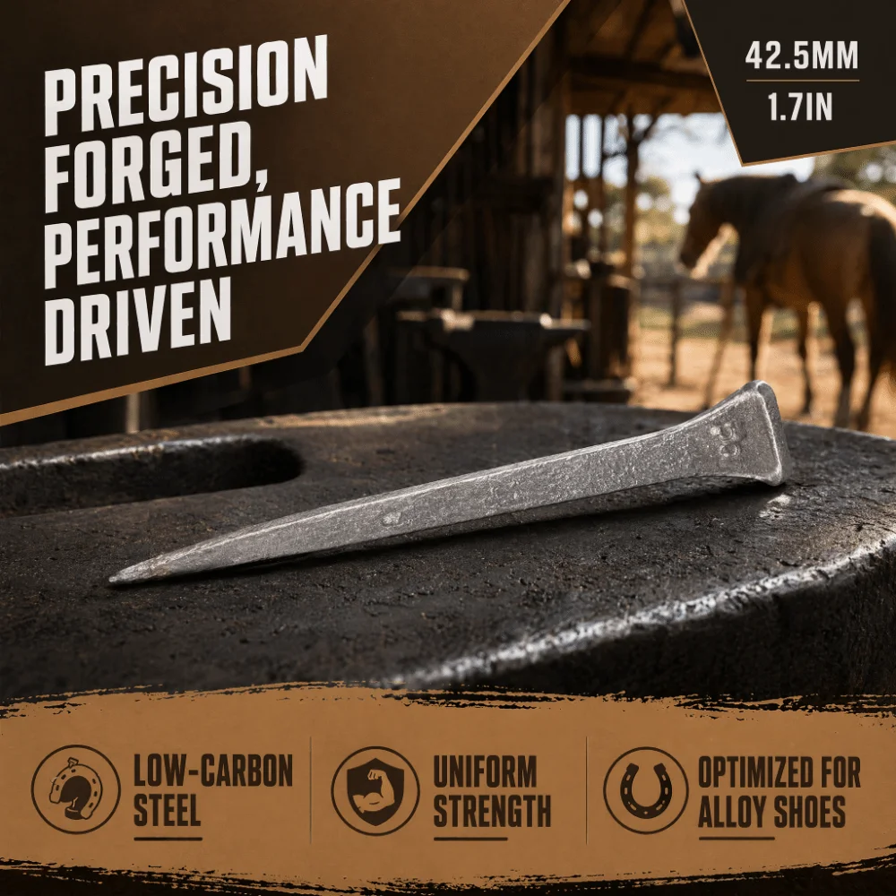 250pcs Low Carbon Steel Horseshoe Nails Durable Portable Horse Shoe Nails High Hardness Accurate Crafted Farrier Tools