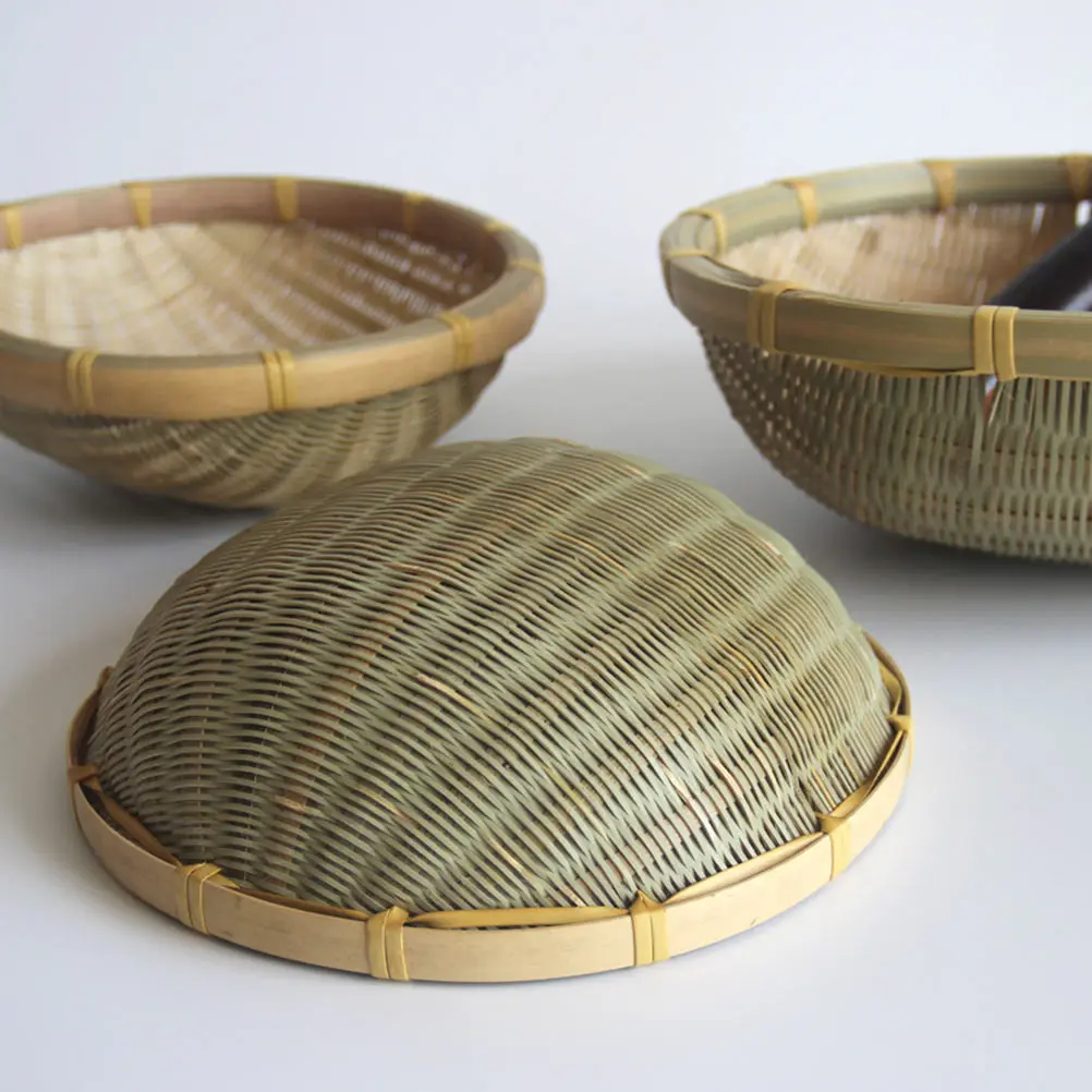 

3pcs Bamboo Small Dustpan Woven Baskets Fruit Restaurant Refreshment Snack Storage Kitchen Accessories Decorative Food Basket