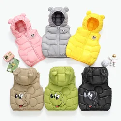 Disney Waistcoat for Boys and Girls Mickey Winter Clothes for Kids Hooded Children's Vest Bright Surface Antifouling Lightweight