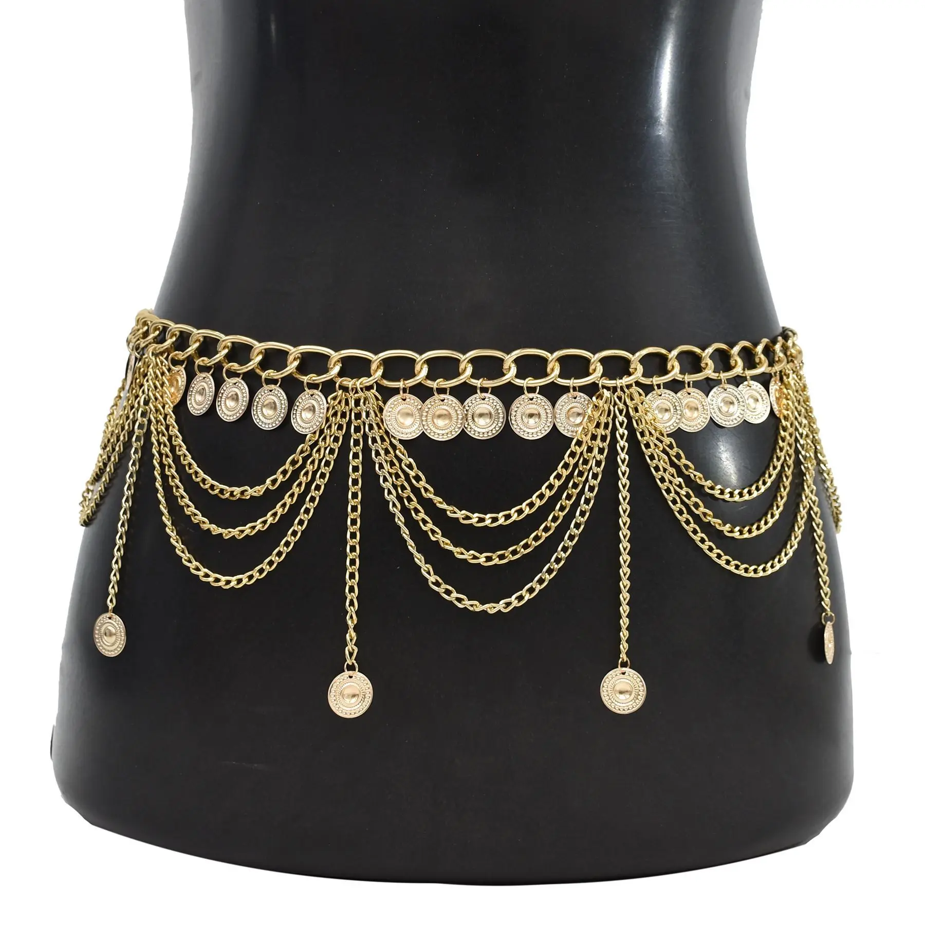 Belly Dance Scarf Coins Belt Golden Bellydance Jewelry Woman Dancing Wear Accessories Belly Chain Vintage Style Dance Belt