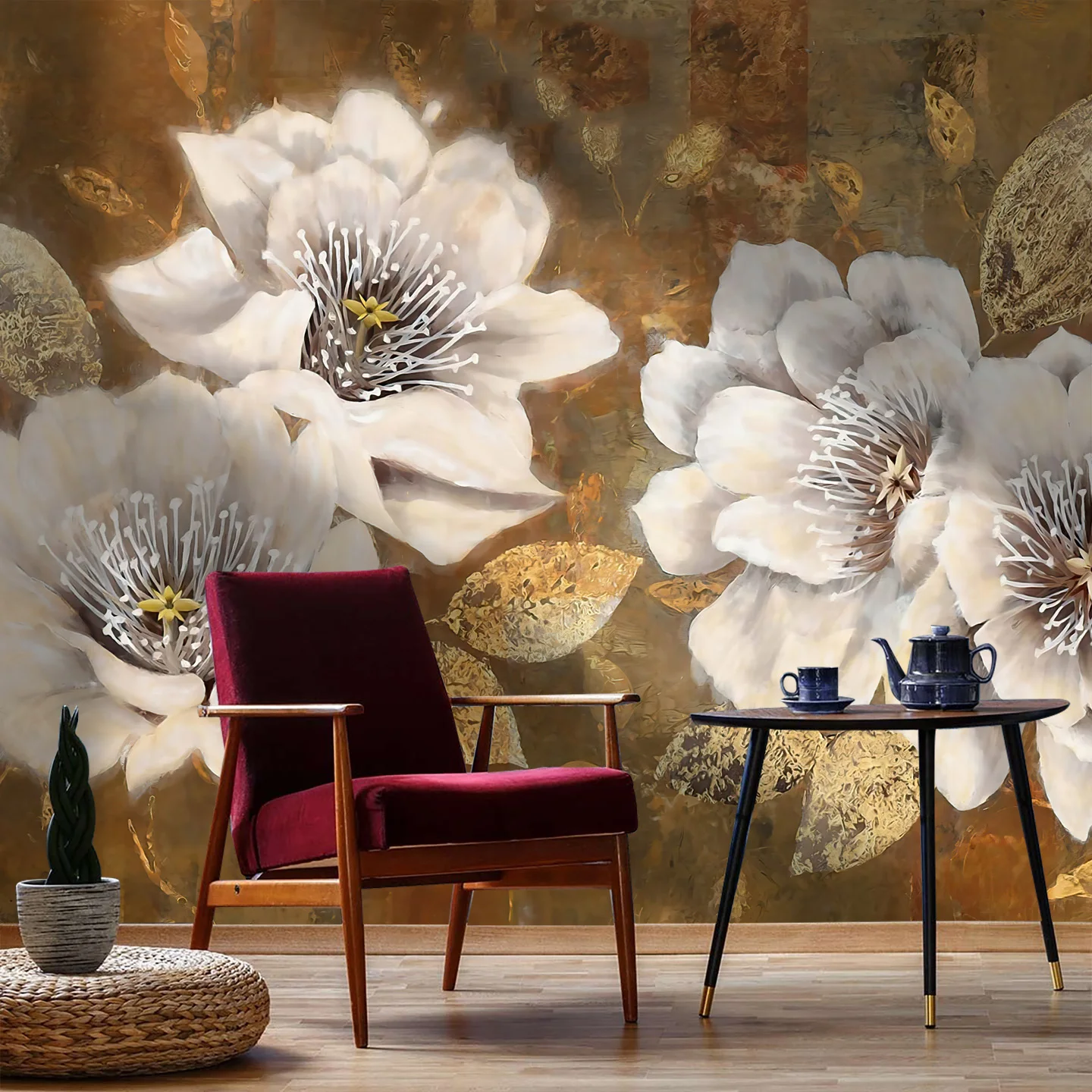 

Американские реалистичные цветочные ТВ-фоновые обои изголовье спальни ретро украшения гостиная диван на заказ настенная тканевая фреска