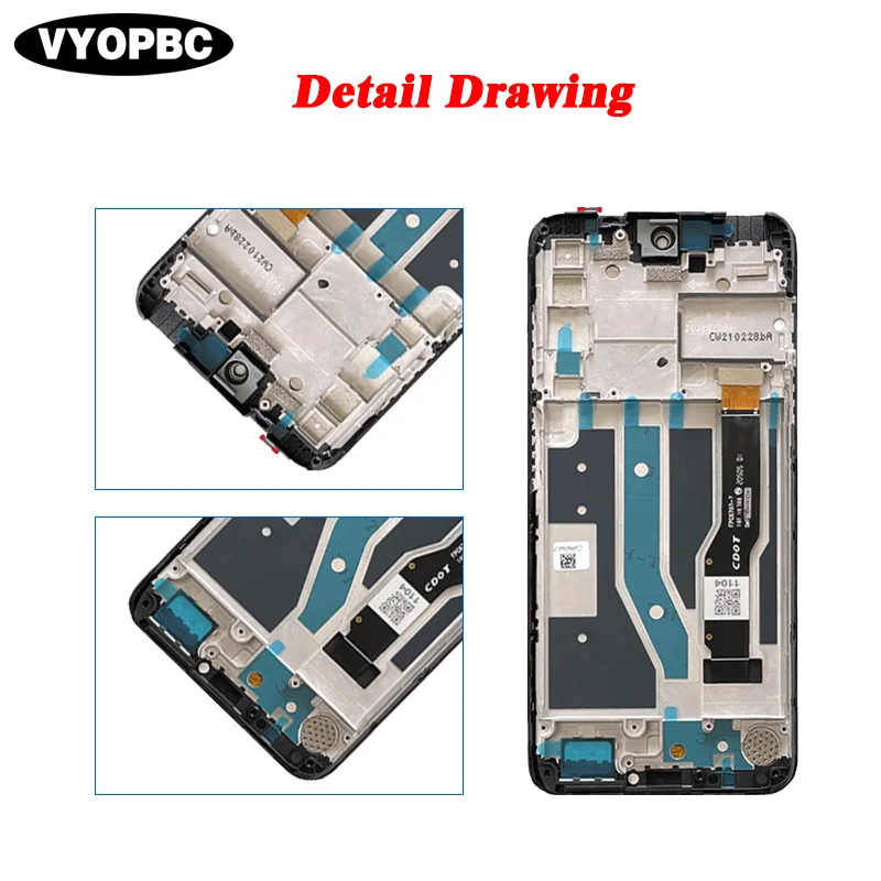 For TCL 20L Original LCD Display With Frame Panel Digitizer Assembly Repair Replacement Parts T774H T774B Touch Screen