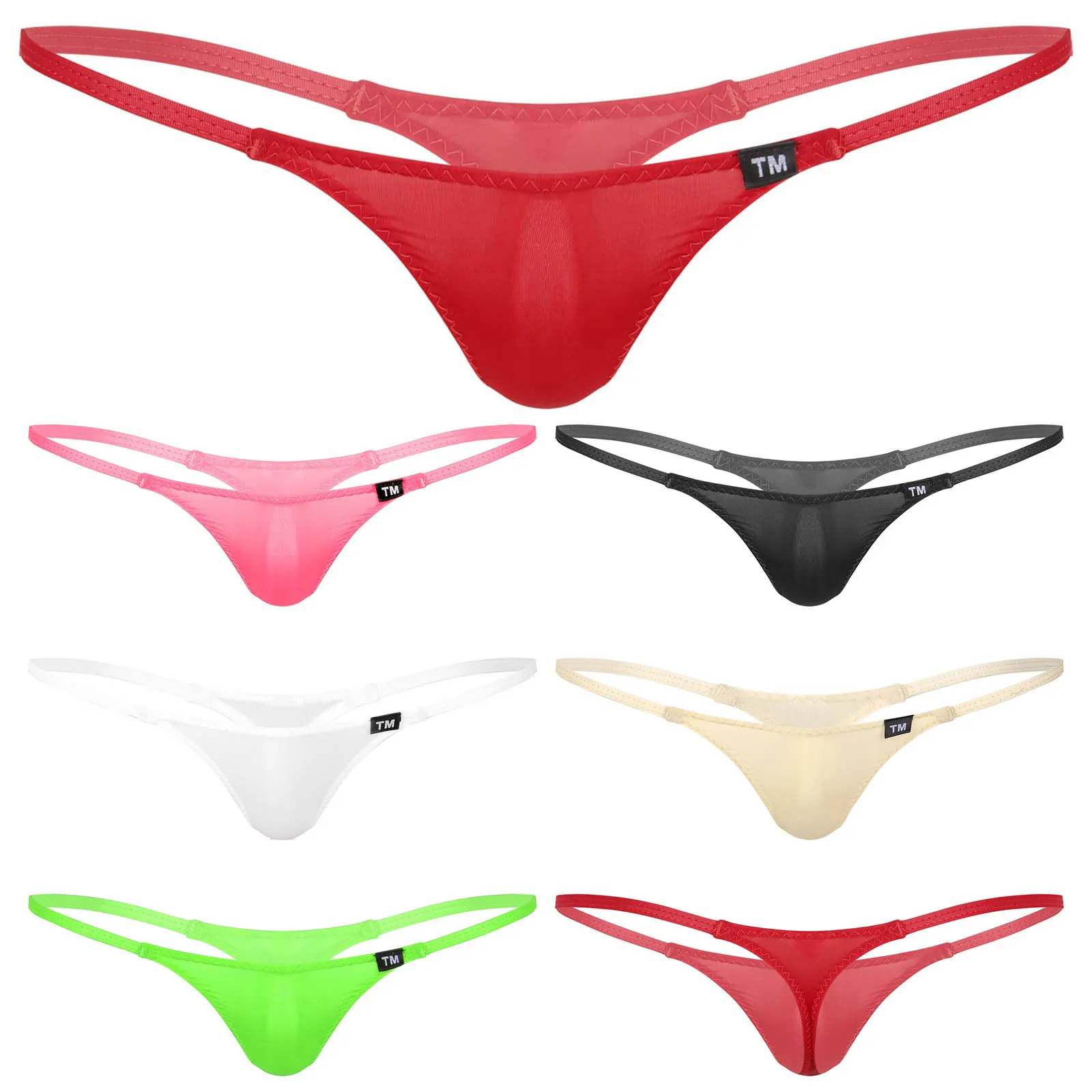 #M-XXL Mens Lingerie Low Rise Thong T-back Sissy Panties Micro Coverage Solid Color Elastic Waistband G-String Briefs Underwear