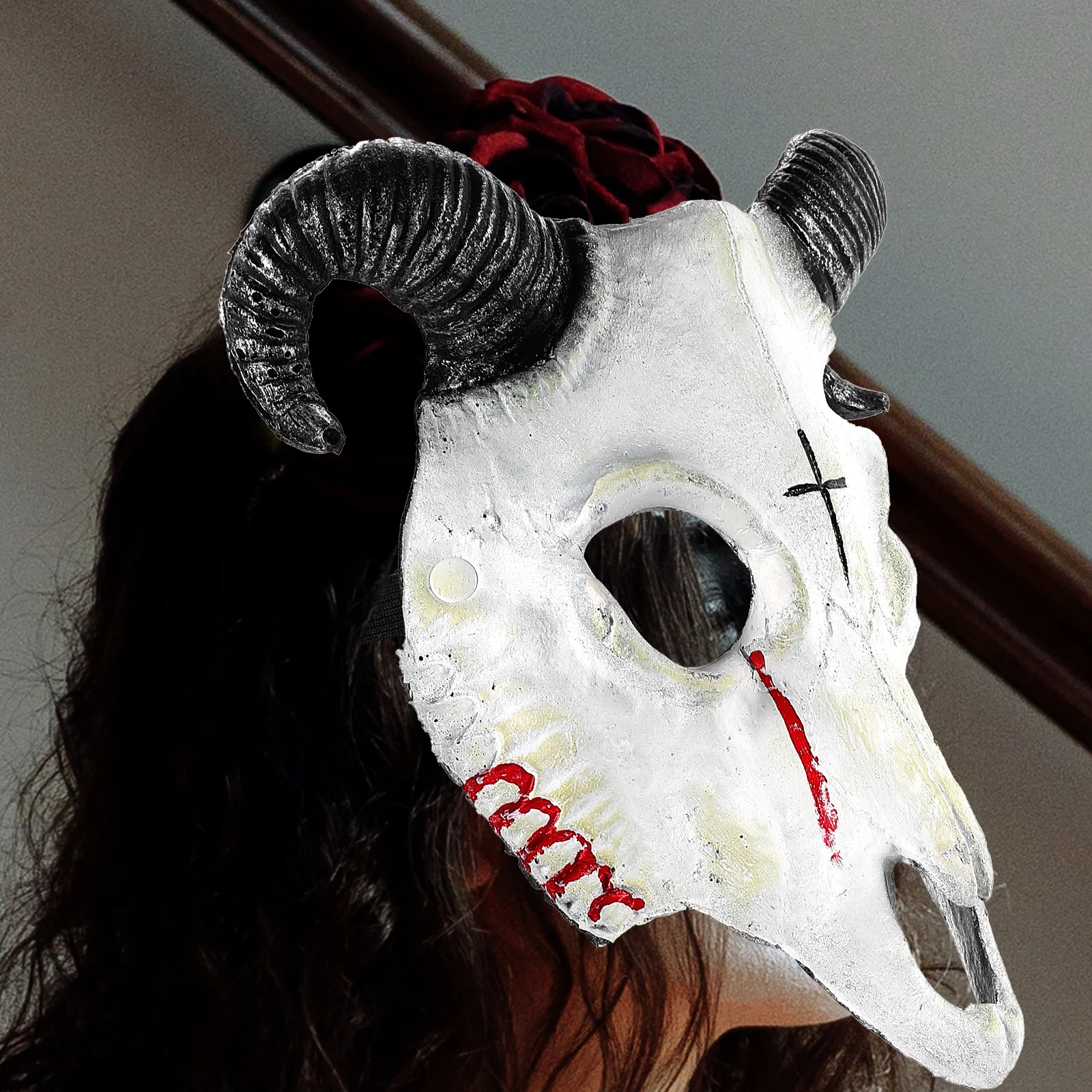 Maschera di capra Maschere per costumi Animale spaventoso Accessorio cosplay unico per feste di Halloween