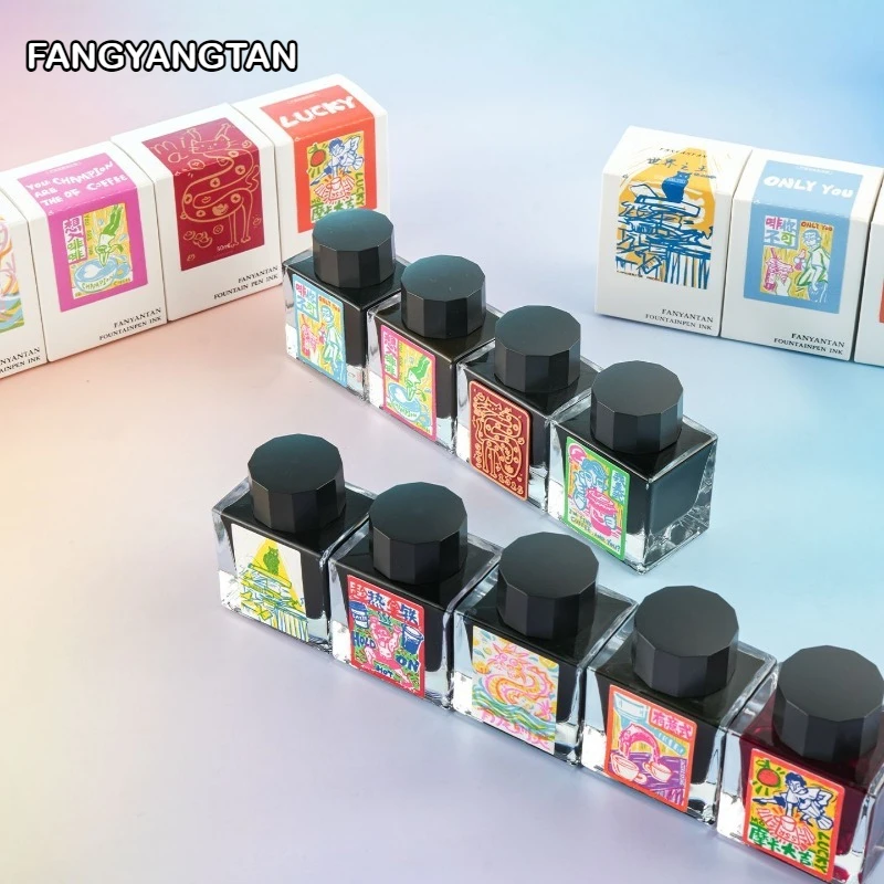 

Чернила для перьевых ручек FANGYANGTAN, 20 цветов, 50 мл, глянцевые, безуглеродные, градиентные, для стеклянных перьев, школьные принадлежности, канцтовары