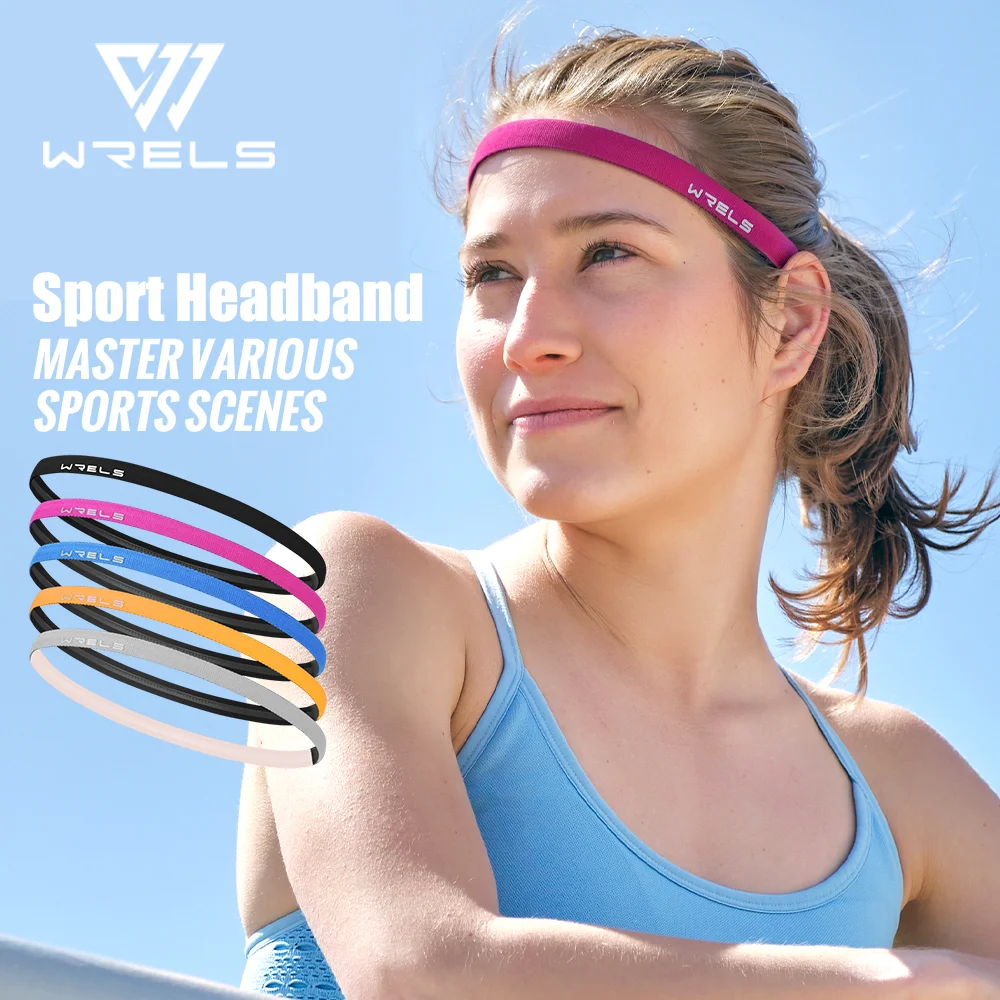 WRELS 2 Stück Sport-Stirnband, rutschfest, für Fitness, Radfahren, Haarband, elastisches Silikon, schnell trocknend, für Workout, Fitness, Yoga, Unisex, Schweißband