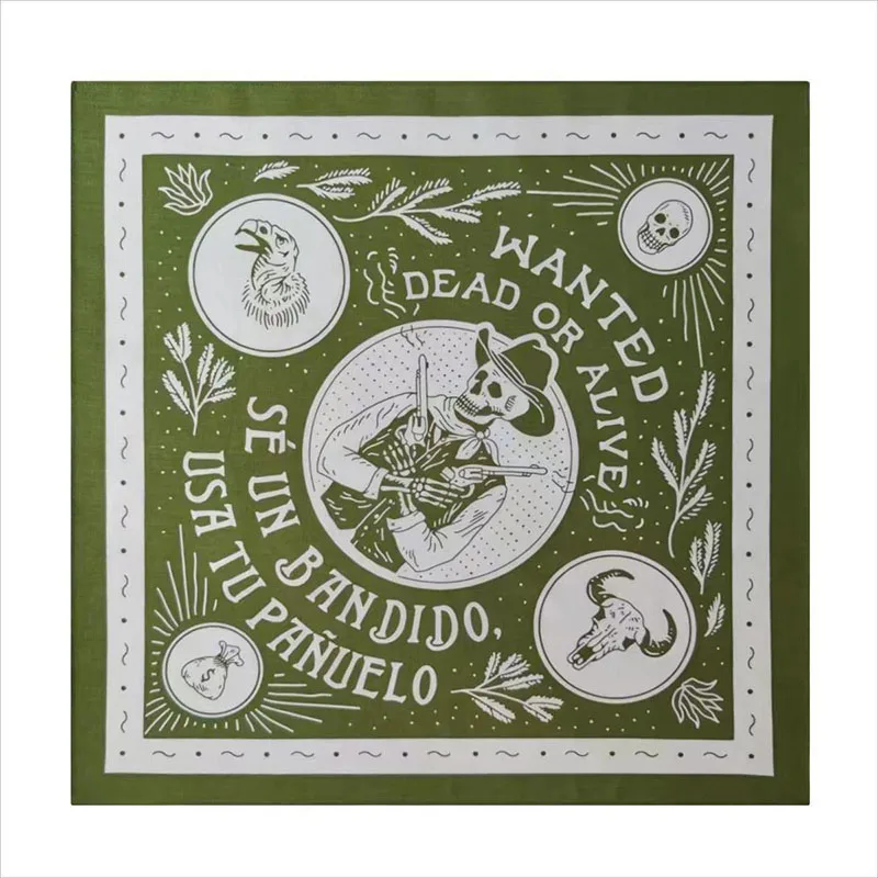 Pañuelo cuadrado de algodón con estampado Digital de calavera para hombre, Hijab de Cachemira para deportes, baile callejero, ciclismo, senderismo,