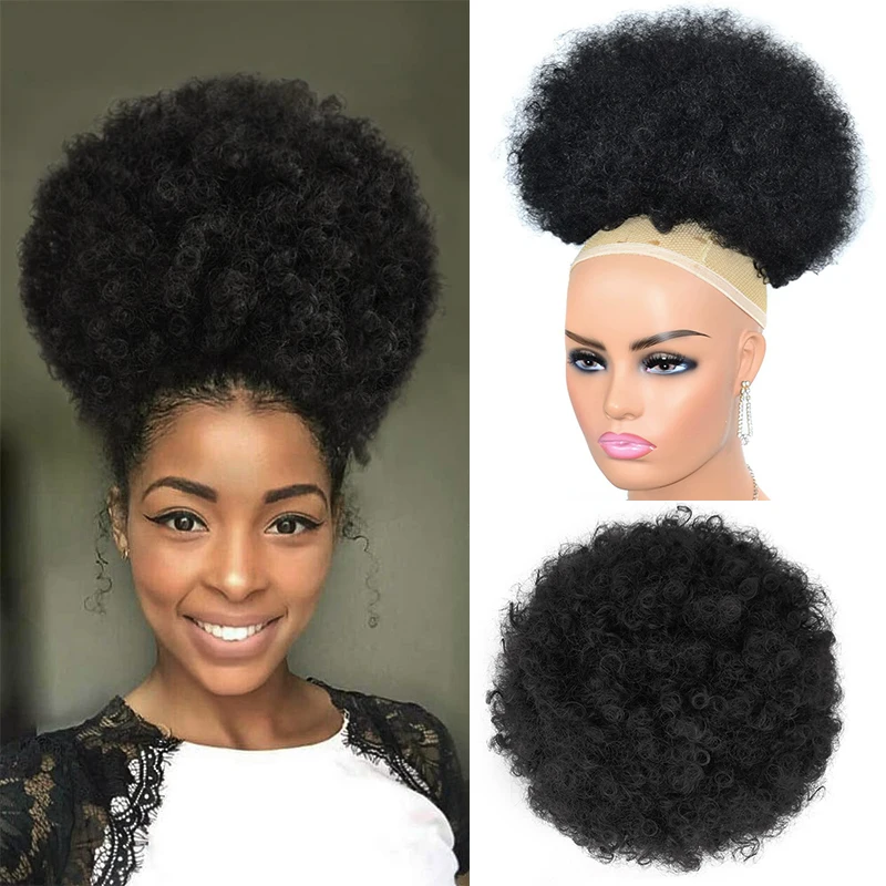 

Afro Puff Drawstring Ponytail Large Kinky Curly Ponytail Wig Clip in Bun Hair Piece for Black Women Synthetic Hair Extension