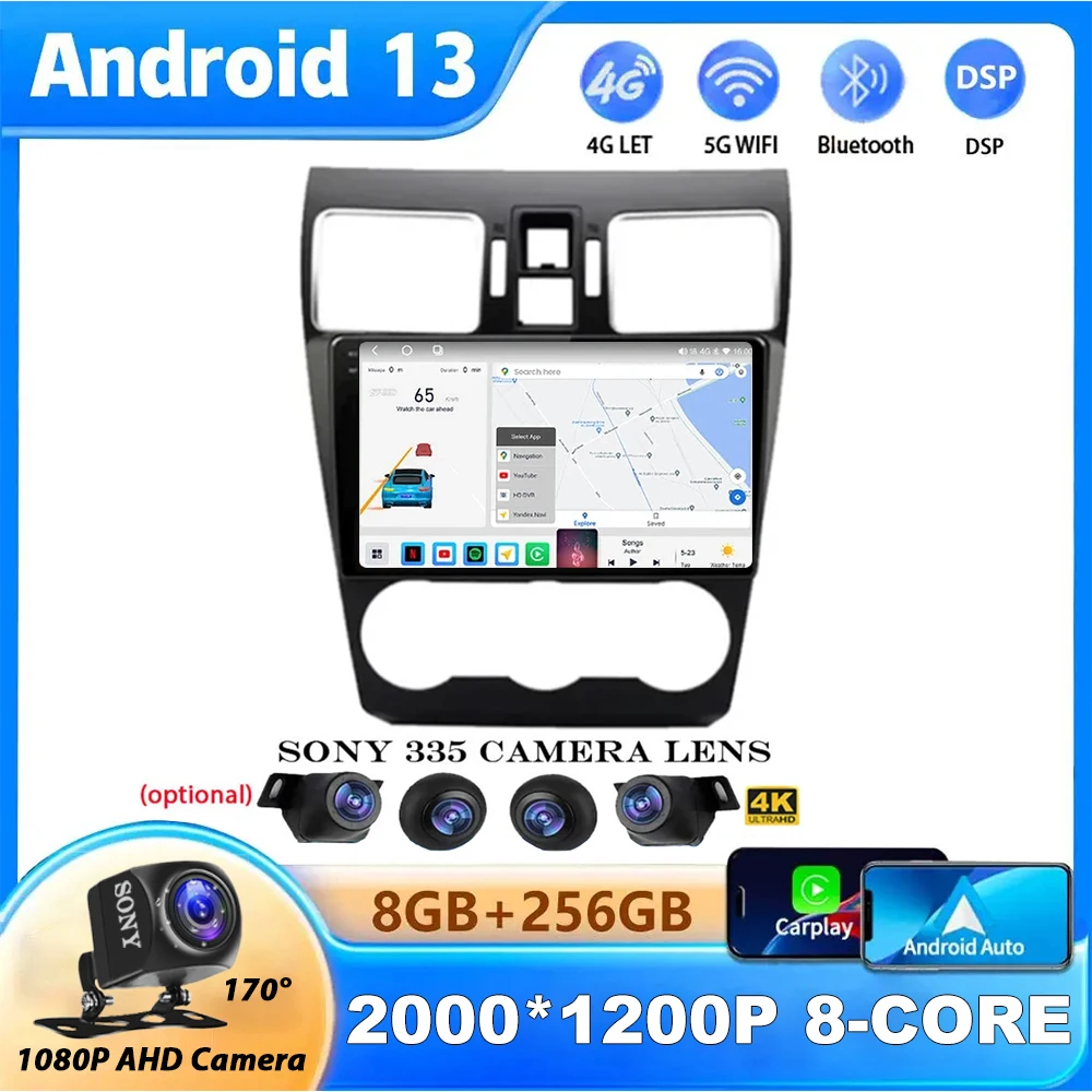 

Android 13 Carplay Car Radio For Subaru Forester 4 SJ XV WRX 2016-2021 GPS DSP Multimedia Video Player 2din DVD Stereo Head Unit