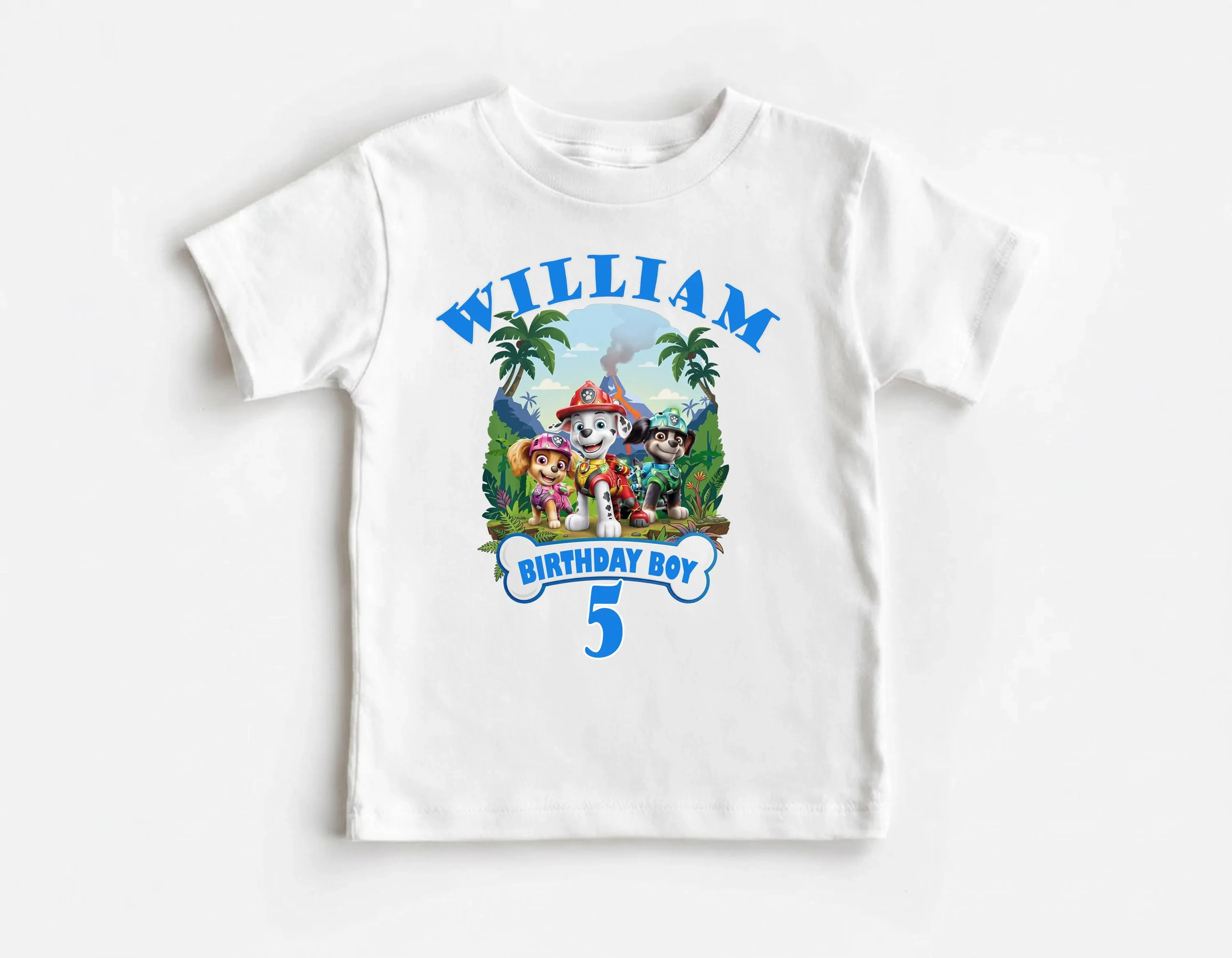 Cute PAW Patrol Jungle Theme Kids T‑Shirt Birthday Girl Graphic Cotton Short Sleeve Tops Girls Party Daily Wear Tees