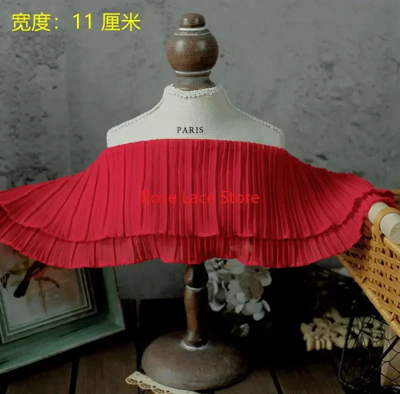27 Colors Double layer Ruffles chiffon Lace Trim, Pleated chiffon Tulle Trim for Wedding Dress, Girl dress, tutu dress, 2 yards