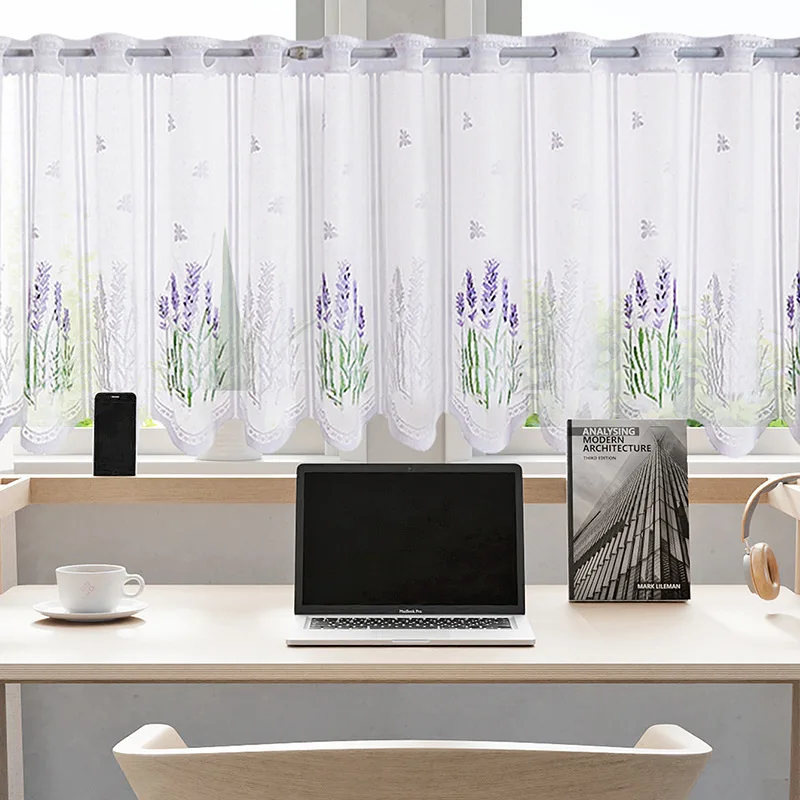 European White Tulle Short  Curtains for Living Room Bedroom Dining Kitchen Cabinet Cover Lace Wedding Window Decor