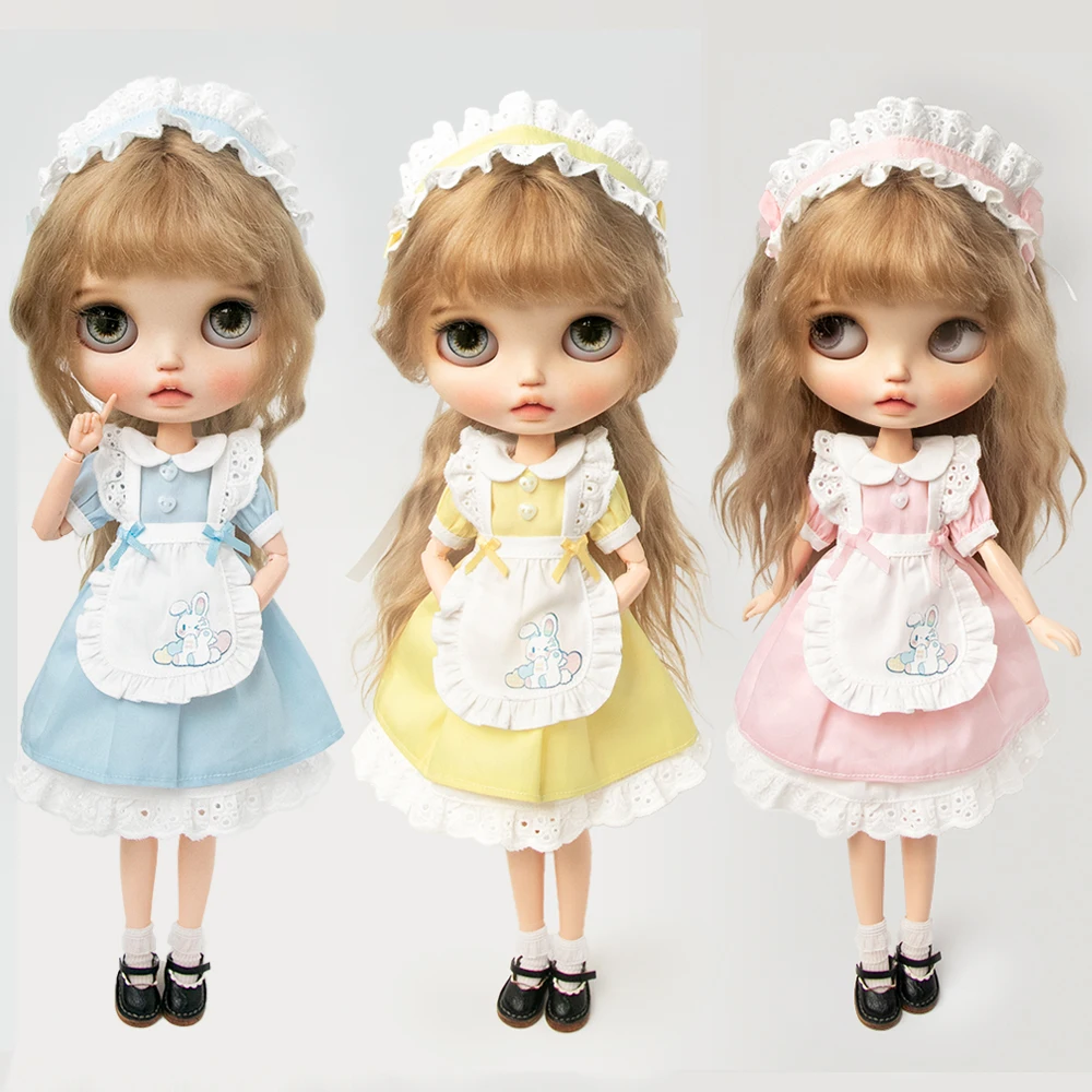 

Blyth Clothes retro lace floral skirt Maid outfits work uniform aprons dress sweet Set Ymy Licca Ob2224 Ker YMY Doll Accessories