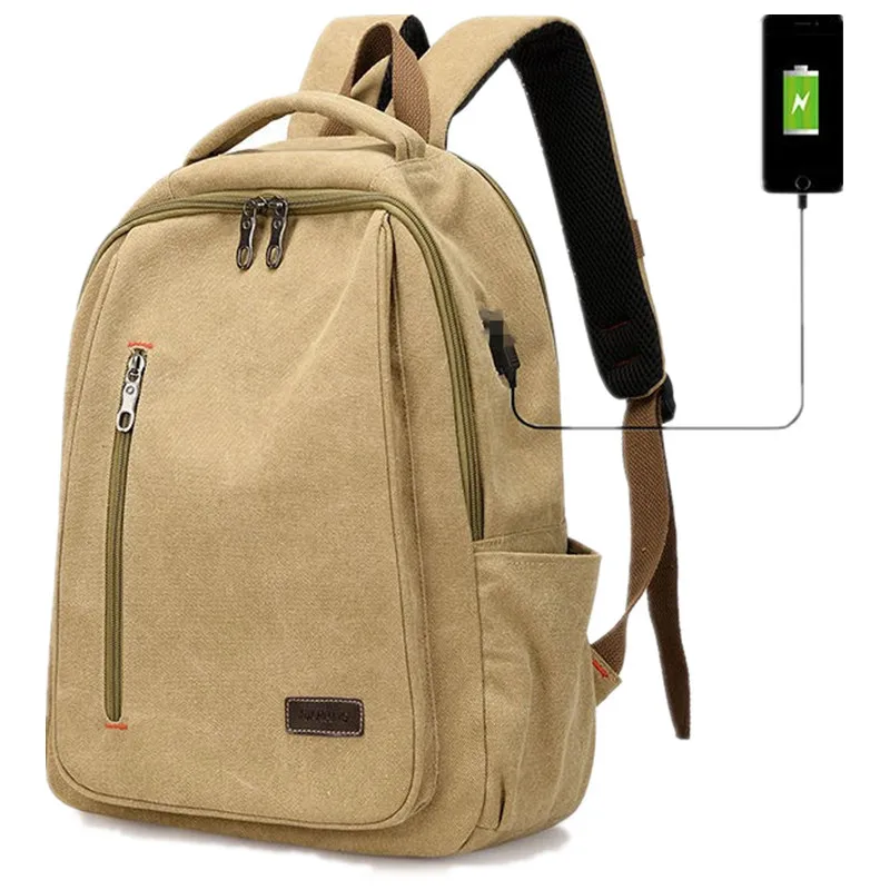 Men\'s Canvas Backpack Simple Casual Unisex Travel Backpack Schoolbag Large Capacity Ins Wind Laptop Computer Backpack