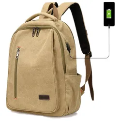 Men's Canvas Backpack Simple Casual Unisex Travel Backpack Schoolbag Large Capacity Ins Wind Laptop Computer Backpack