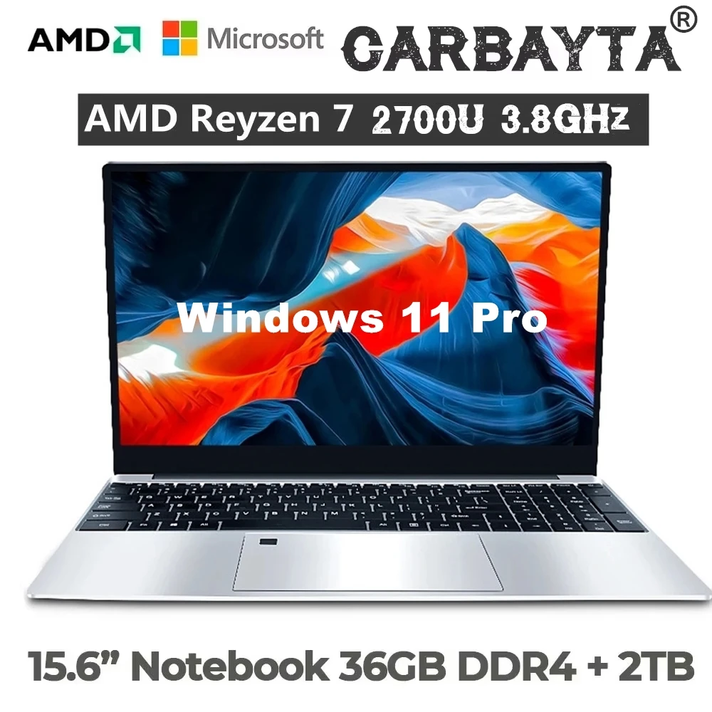 

Ноутбук CARBAYTA AMD Ryzen 7 2700U — 36 ГБ ОЗУ, 2 ТБ SSD, металлический корпус, Bluetooth, Windows 11 pro, игровой портативный компьютер IPS