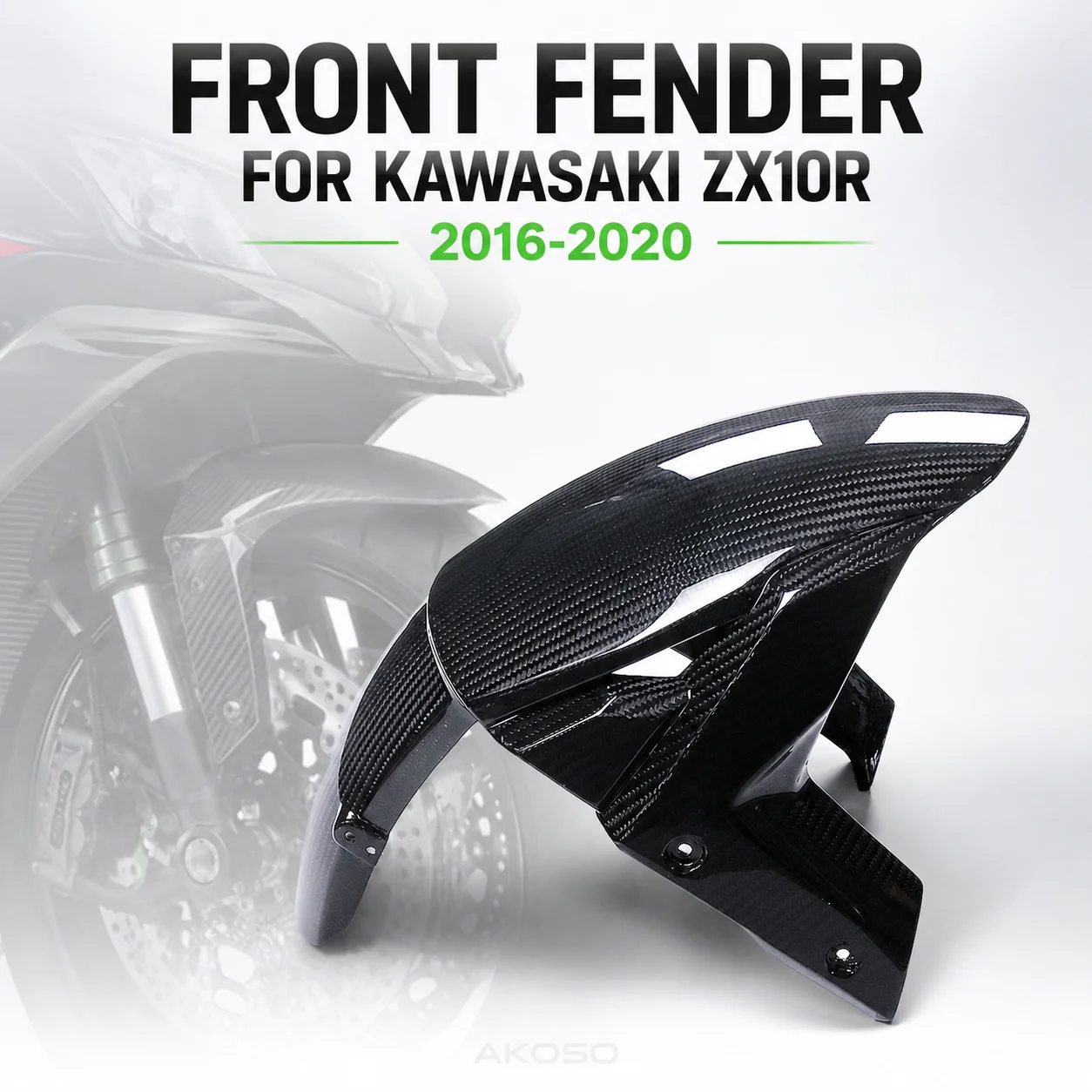 Front Fender Front Mudguard Carbon Fiber Front Wheel Cover for Kawasaki ZX10R ZX-10R 2016-2020 Motorcycle Accessories Parts