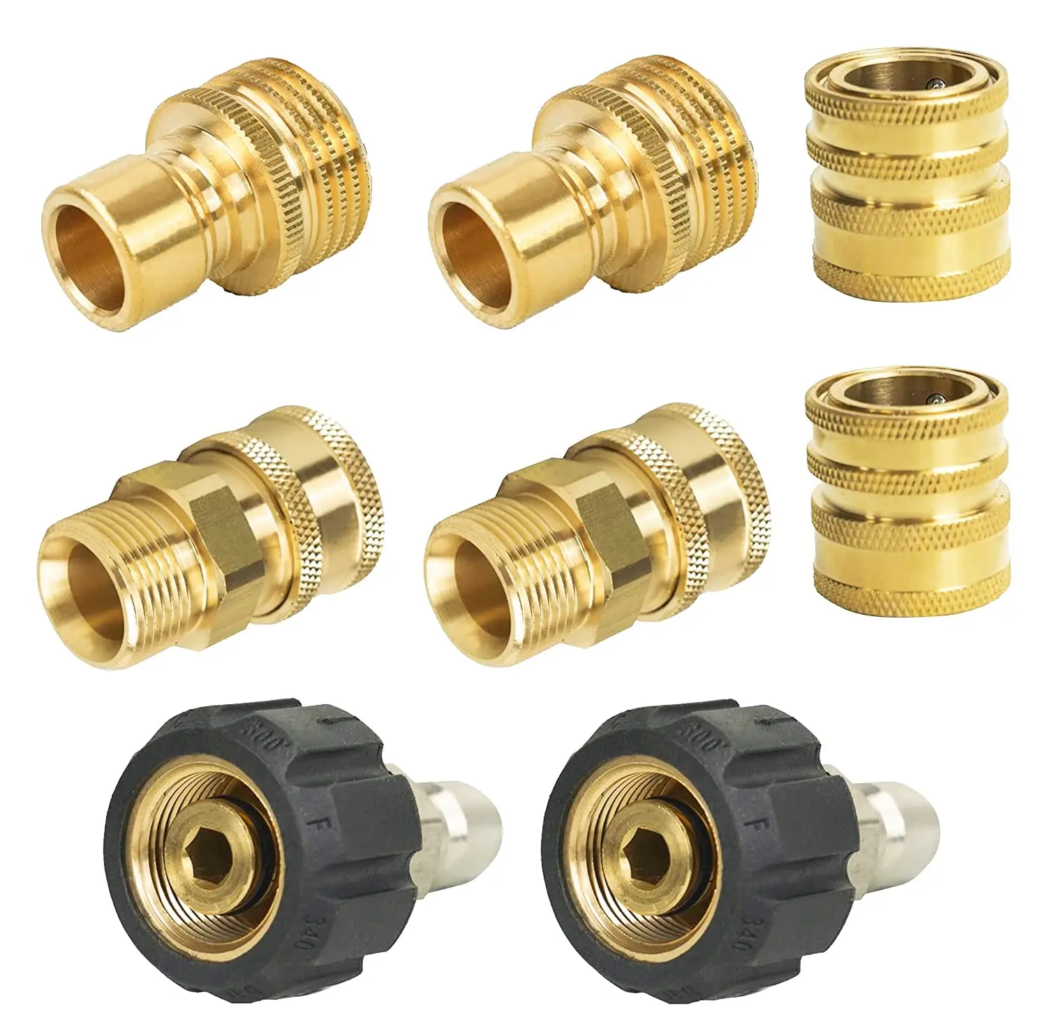 8 Pcs Pressure Washer Adapter Set, Quick Disconnect Kit With M22 Metric Male Thread Quick Connector, M22 Swivel to 3/8'' Quick