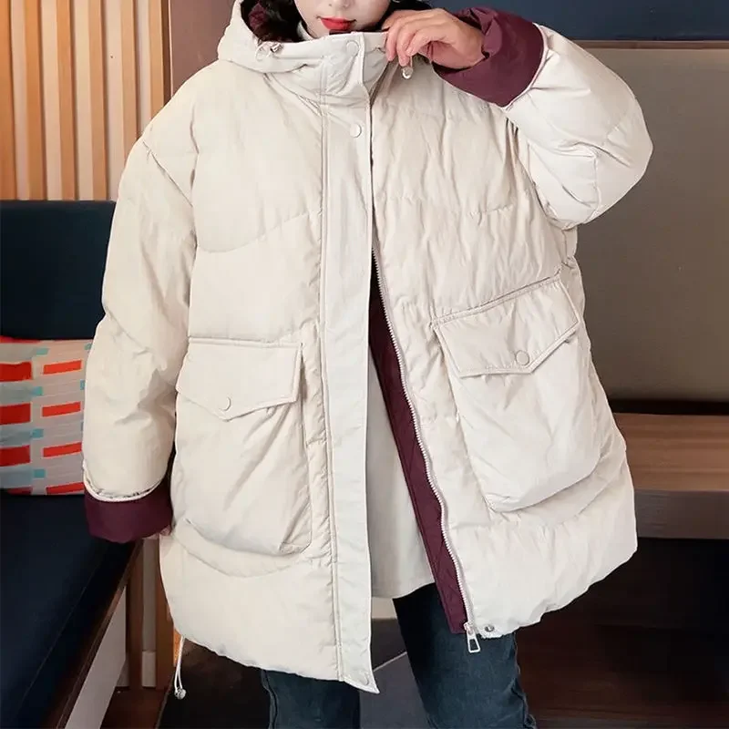 

European Fashion Winter New Women's Oversized Down Jacket Commuter Splicing Hooded Windproof Down Jacket