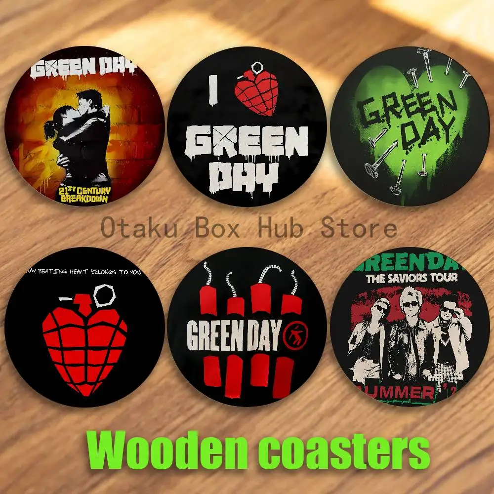 

Band G-Greenday Round Coaster Non-slip table mat Insulated Coasters Kitchen Dining Room Tabletop Decor