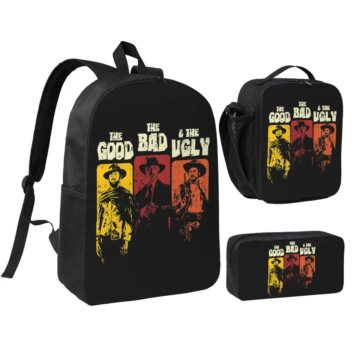 

The Good The Bad And The Ugly Clint Eastwood Backpack BookBag School Bag Computer Shoulder Bags 3ps Lunch Bag Pencil Case