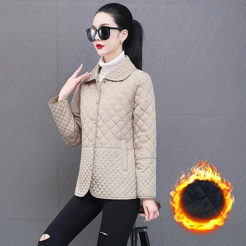 Rhombic Down Coat Women Parkas 2026 New Autumn Winter Short Puffer Coat Female Warm Cotton Padded Jackets fashion Overwear Tops